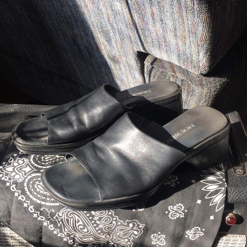 Nine West healed leather slip ons